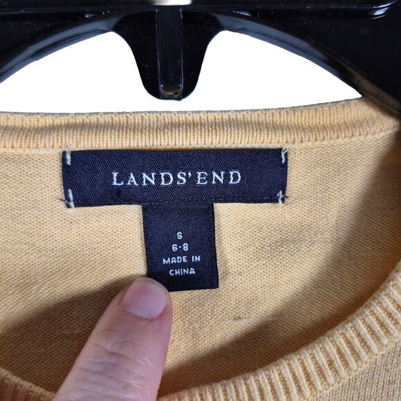 Lands End Yellow Woman’s Button Up Cardigan Sweater Small 6-8 - Picture 3 of 4